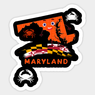 MARYLAND STATE AND FLAG DESIGN Sticker